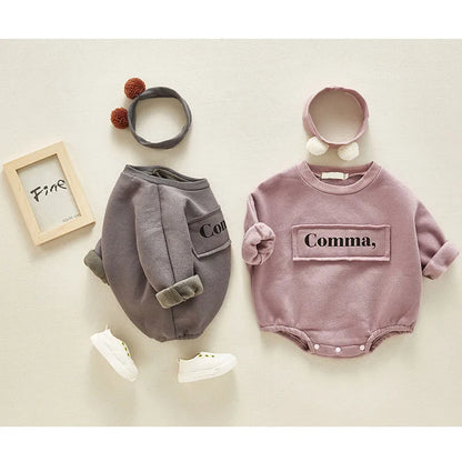 New 2022 Baby Girls Boys Bodysuits Baby Simple Embroidery Loose Package Fart Creeper Sweater Spring Autumn Baby Bodysuit