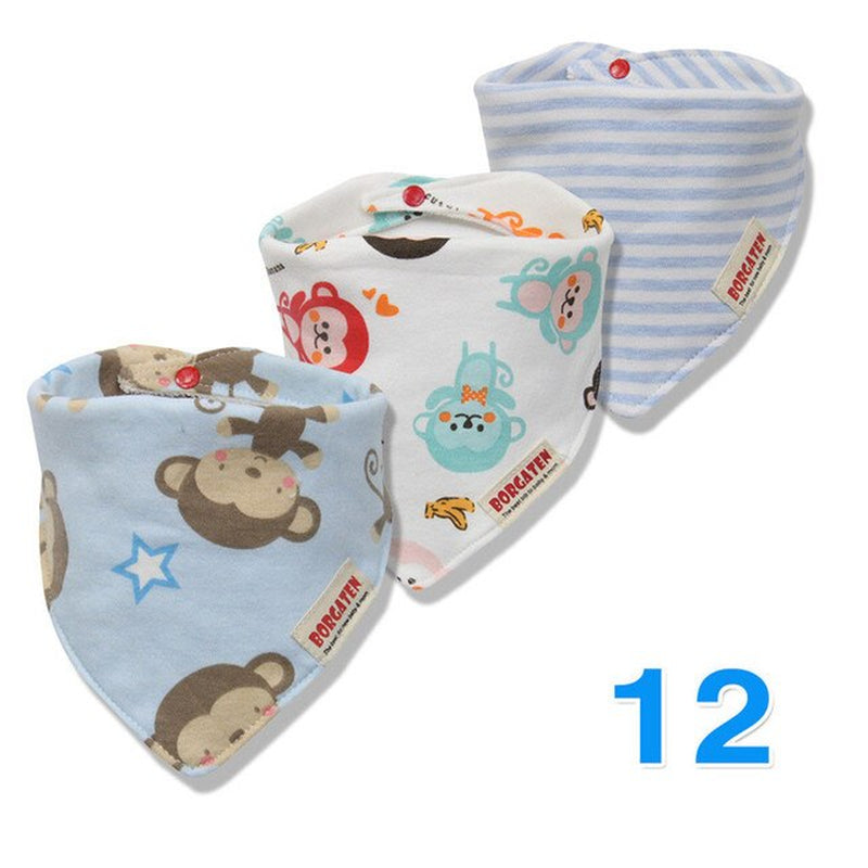 3Pcs Organic Cotton Baby Scarf Muslin Burp Cloth Bandana Bibs Newborn Baby Boy Infant Girl Toddler Winter Scarf Waterproof Bib