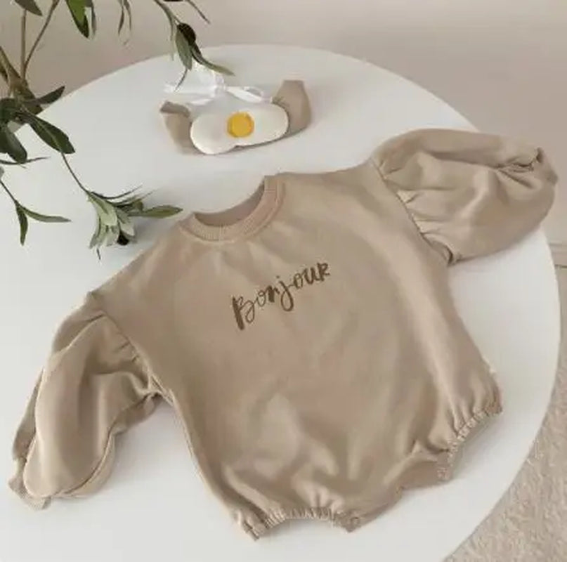 New 2022 Baby Girls Boys Bodysuits Baby Simple Embroidery Loose Package Fart Creeper Sweater Spring Autumn Baby Bodysuit