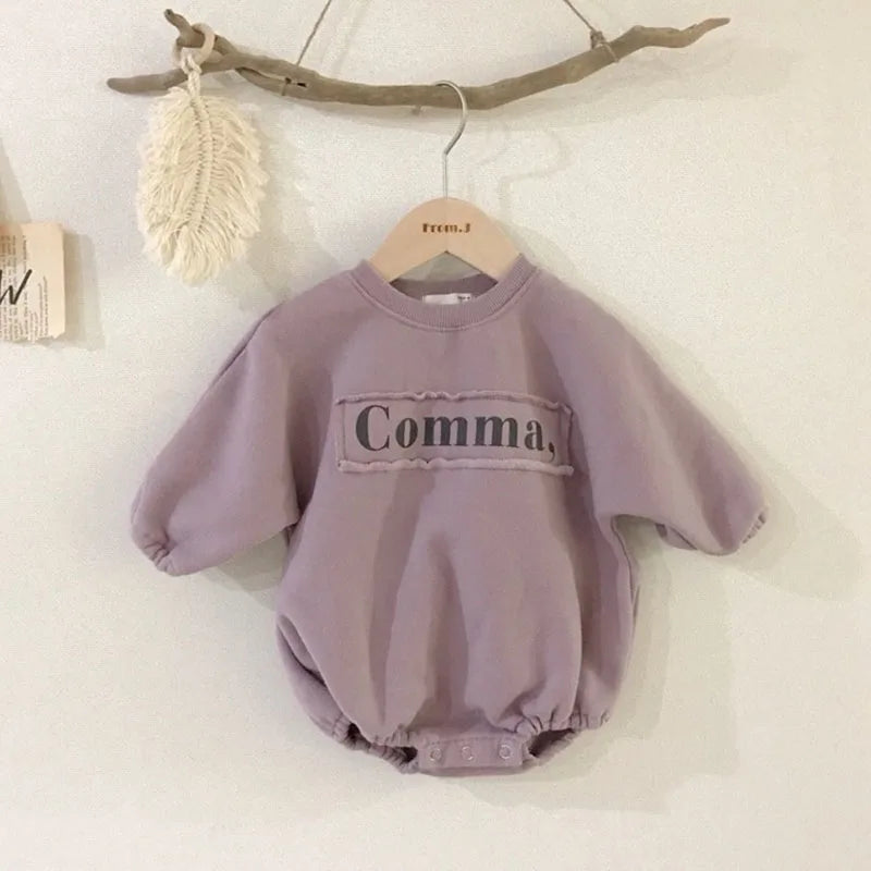 New 2022 Baby Girls Boys Bodysuits Baby Simple Embroidery Loose Package Fart Creeper Sweater Spring Autumn Baby Bodysuit