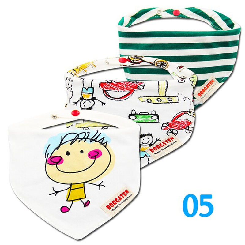 3Pcs Organic Cotton Baby Scarf Muslin Burp Cloth Bandana Bibs Newborn Baby Boy Infant Girl Toddler Winter Scarf Waterproof Bib