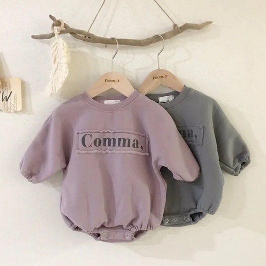 New 2022 Baby Girls Boys Bodysuits Baby Simple Embroidery Loose Package Fart Creeper Sweater Spring Autumn Baby Bodysuit