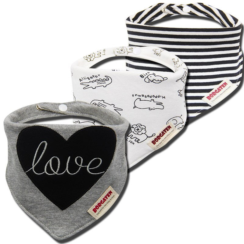 3Pcs Organic Cotton Baby Scarf Muslin Burp Cloth Bandana Bibs Newborn Baby Boy Infant Girl Toddler Winter Scarf Waterproof Bib